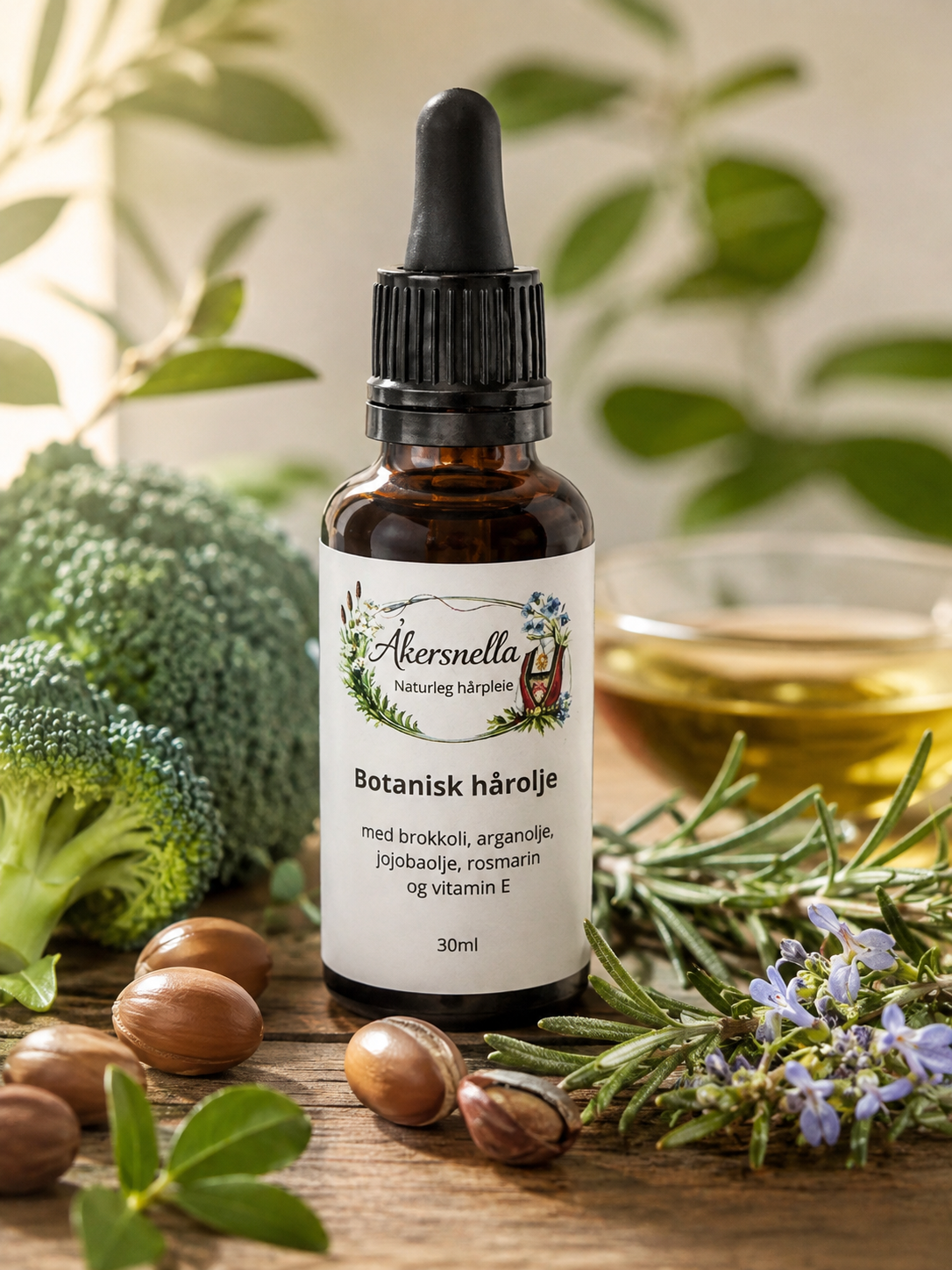 Botanisk hårolje - Naturleg Hårolje med Brokkoli & Rosmarin – Vassfri hårpleie