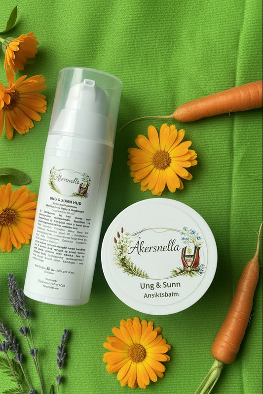 Ung & Sunn: Ansiktsserum/balm for ung og sensitiv hud – balanserende naturpleie